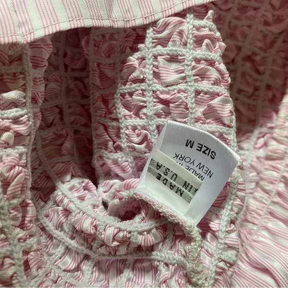 NWT Petersyn Revolve Diana Smocked Off The Shoulder Ruffle Pink Dress Women's M - Picture 6 of 8